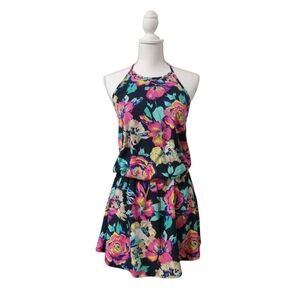 PEACH LOVE CALIFORNIA FLORAL HALTER DRESS SIZE SMALL‎ NWT